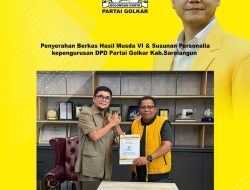Gercep, Tabroni Serahkan Berkas Hasil Musda VI dan Susunan Pengurus Golkar Sarolangun kepada Sekretaris DPD Golkar Provinsi Jambi