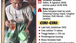 Mohon Bantuan! Lek Sakrik, Lansia 71 Tahun Asal Jambi Dilaporkan Hilang Sejak 8 Agustus 2026