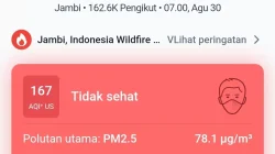 Dengan kondisi ini, Jambi sempat menempati peringkat 1 kota dengan kualitas udara terburuk se-Indonesia