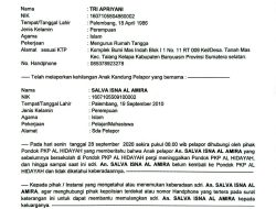 Santriwati 16 tahun asal Palembang hilang dari ponpes Al hidayah Jambi